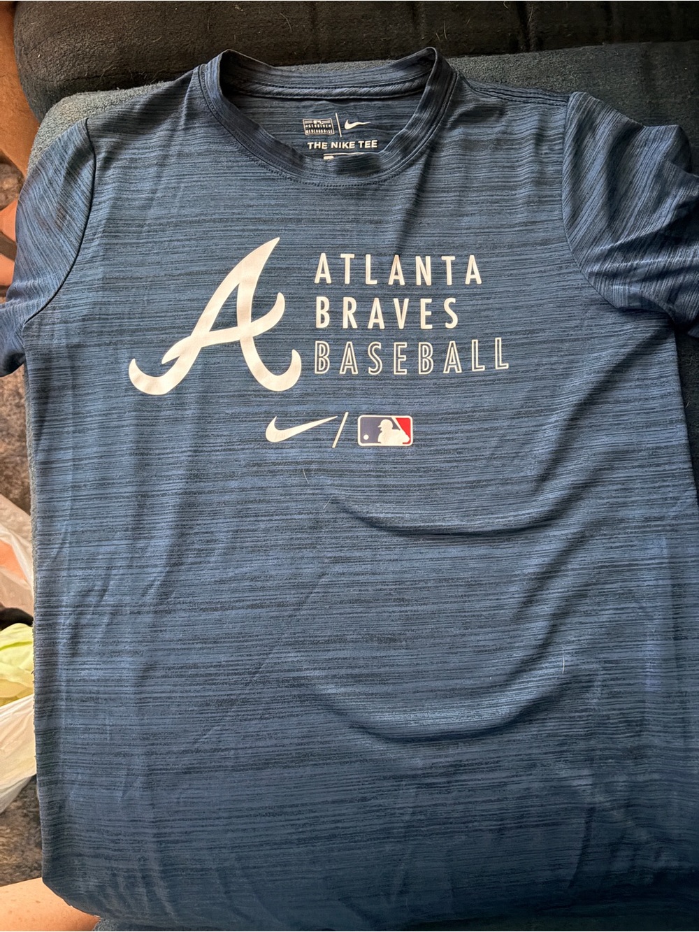 Youth Nike Atlanta Braves Baseball Tee - Navy Blue with White Logo